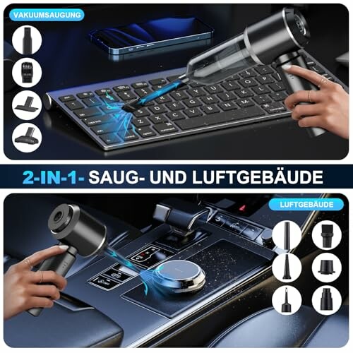 2-in-1 Staubsauger und Luftgebläse für Tastatur und Auto